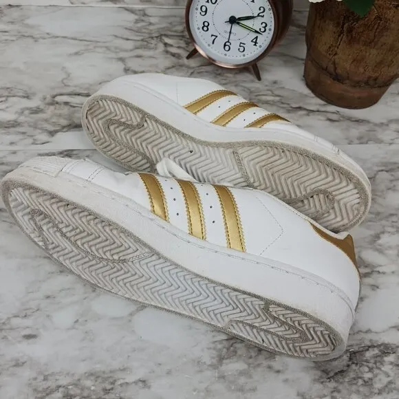 ADIDAS SUPERSTAR shoes Sneakers white/gold women's size 5.5