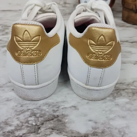 ADIDAS SUPERSTAR shoes Sneakers white/gold women's size 5.5
