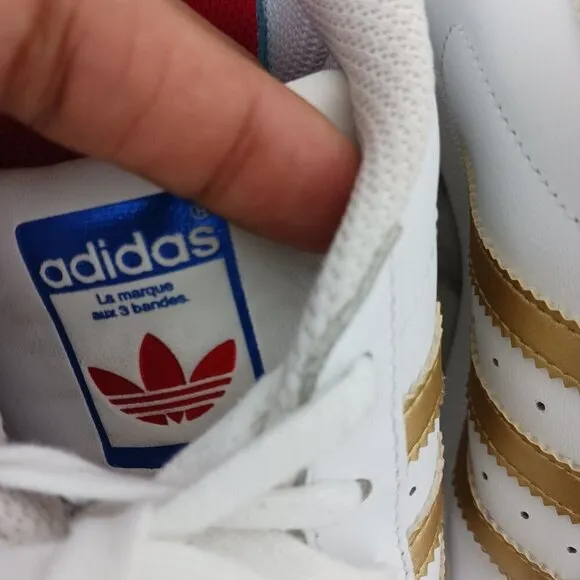 ADIDAS SUPERSTAR shoes Sneakers white/gold women's size 5.5