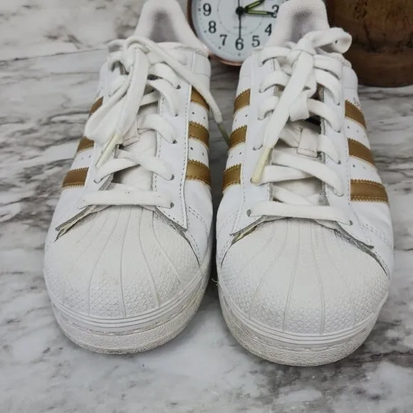 ADIDAS SUPERSTAR shoes Sneakers white/gold women's size 5.5