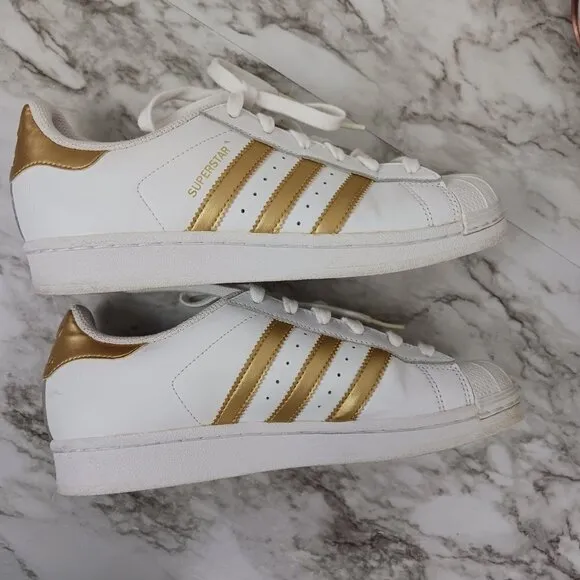 ADIDAS SUPERSTAR shoes Sneakers white/gold women's size 5.5