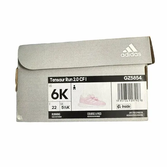 ⭐Adidas Tensaur Run Sz 6K Baby Girls Sneakers Pink White Lightweight Comfy Shoes