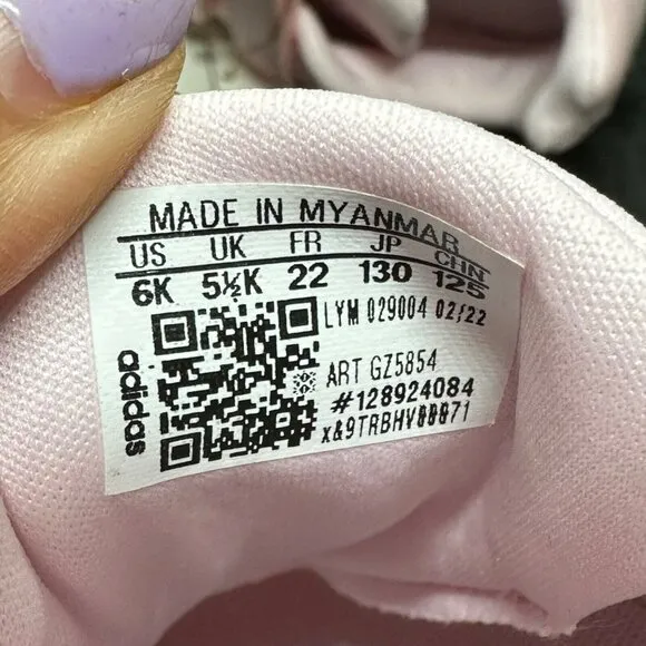 ⭐Adidas Tensaur Run Sz 6K Baby Girls Sneakers Pink White Lightweight Comfy Shoes