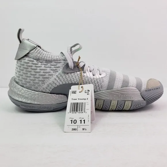 Adidas Trae Young 2 Mens Size 10 Grey Silver Basketball Sneaker Shoes HQ0997