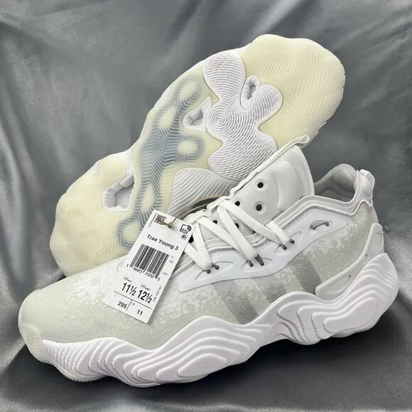 Adidas Trae Young 3 Men's 11.5 Basketball Shoes Sneakers White Gray IF2102 Party