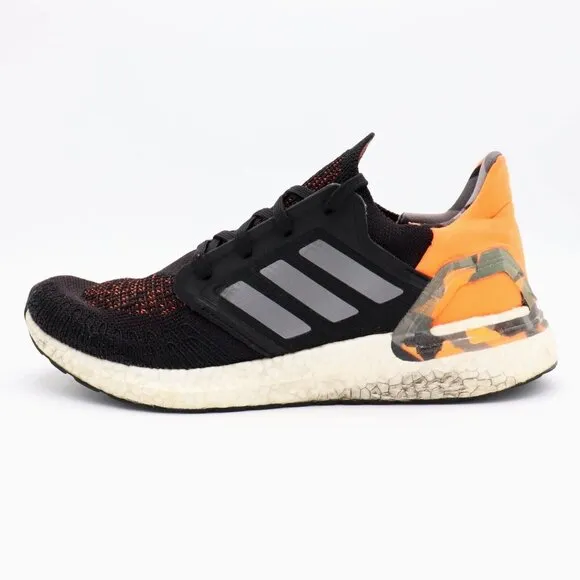 Adidas Ultraboost 20 Mens 10‎ US Black Orange Camo Running Shoes Sneakers FV8322