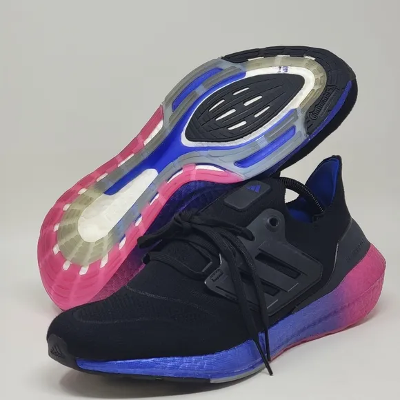 Adidas UltraBoost 22 Running Shoes Black  Blue Pink HQ8593 Men's Size 11