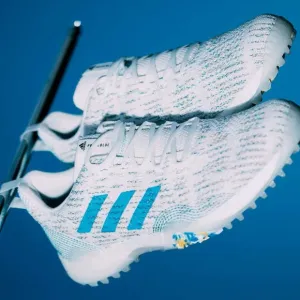 Adidas White and Blue Codechaos Primeblue Golf Shoes