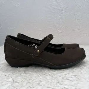 Aetrex Mary Jane Brown Leather Comfort Shoes Sz 7.5 M Arch Support suede