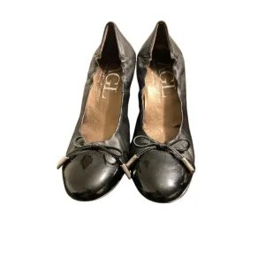 AGL Attilio Giusti Leombruni Block Heel Black Leather Heel Black Cap Toe 39