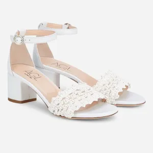 AGL Crochet Sandal with Heel White Bridal Shower Baby Shower Sz 38