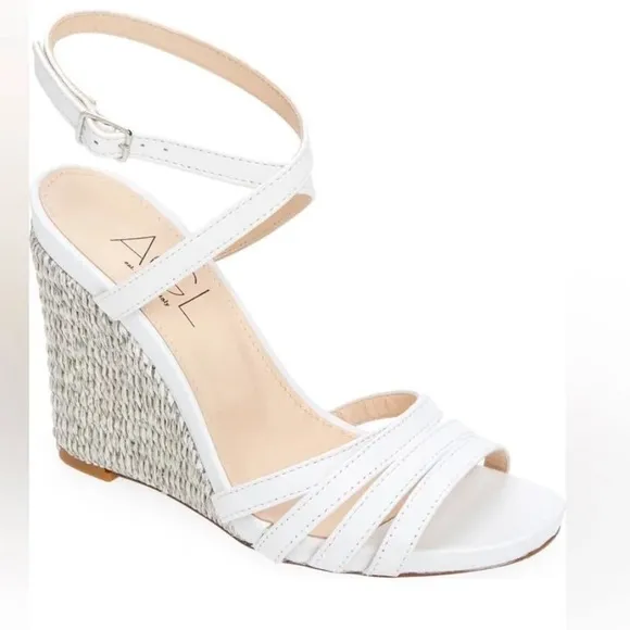 AGL Dora Ankle Strap Wedge Sandal, White-plumba US 9.5 /39.5 EU NEW