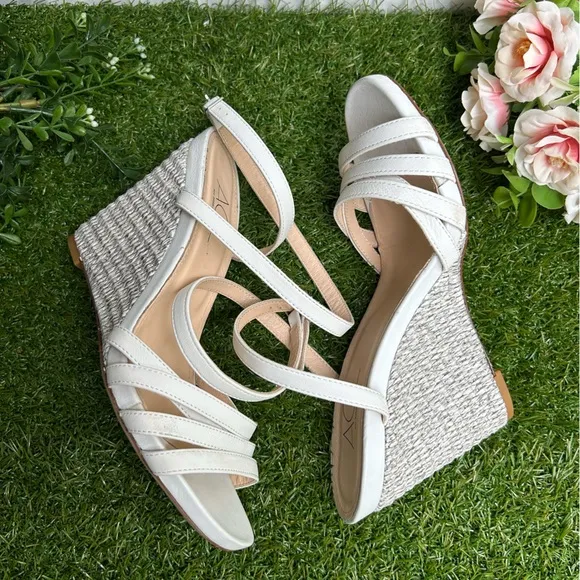 AGL Dora Ankle Strap Wedge Sandal, White-plumba US 9.5 /39.5 EU NEW
