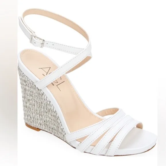 AGL Dora Ankle Strap Wedge Sandal, White-plumba US 9.5 /39.5 EU NEW