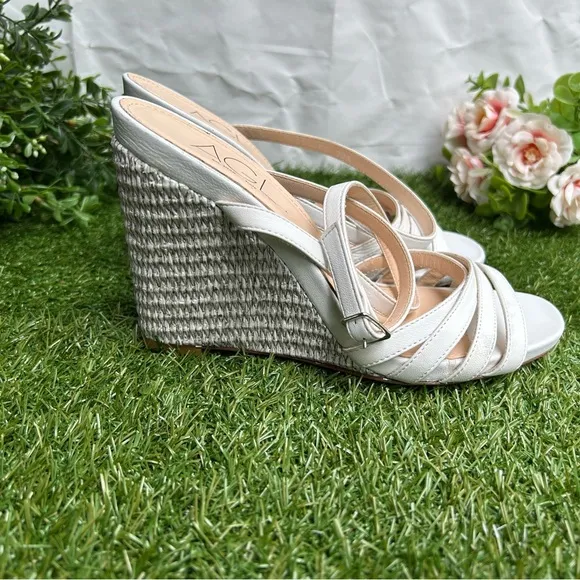 AGL Dora Ankle Strap Wedge Sandal, White-plumba US 9.5 /39.5 EU NEW