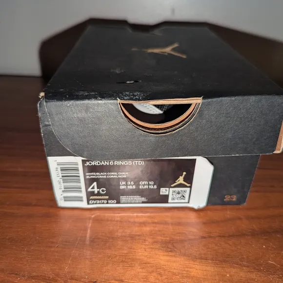 Air Jordan 6 RINGS TD DV3179-100 Toddlers Size 4c