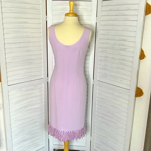 ALBERT NIPON l Lilac Sleeveless Dress Beaded Hem Size 6