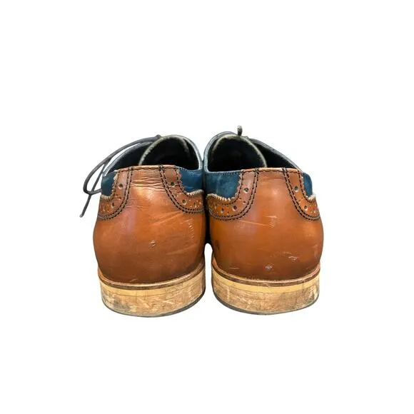 Aldo men’s wingtip brogue oxford color block leather shoes size 9.5, EU 43