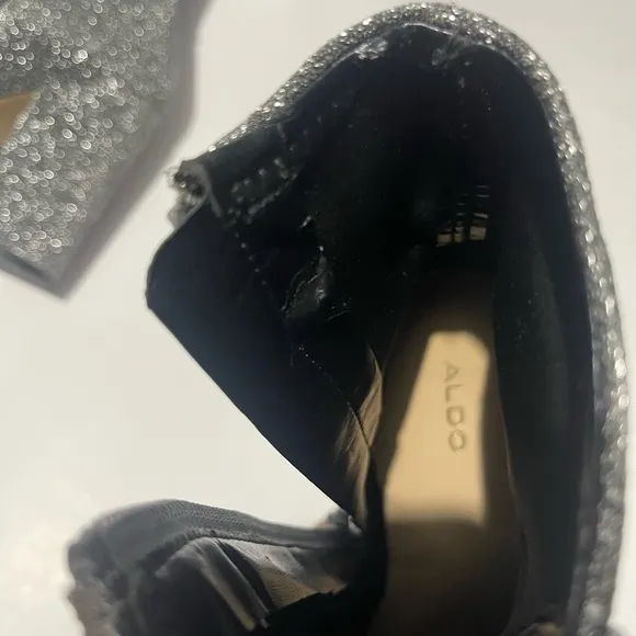Aldo silver sparkles boots glitter swifty style night out disco women’s 7.5