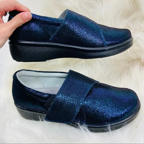 ALEGRIA PGLITE LAURYN SHOES BLUE METALLIC SUEDE.