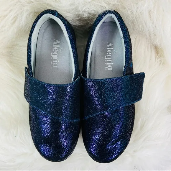 ALEGRIA PGLITE LAURYN SHOES BLUE METALLIC SUEDE.