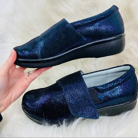 ALEGRIA PGLITE LAURYN SHOES BLUE METALLIC SUEDE.