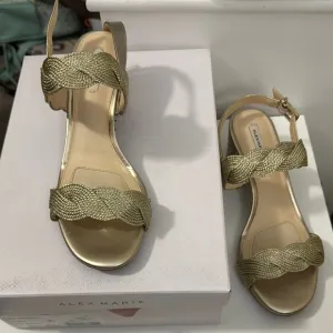 Alex Marie Gold Braided Strap Sandals