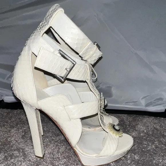 Alexander McQueen gladiator style leather Women's White High Heel Sandals sz 10