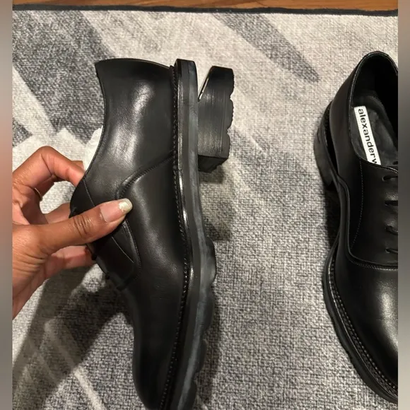 Alexander Wang Logo Engraved Heel Shoes Oxford split heel size 40.5 black