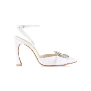 Alexandre Birman White Lace Madelina Embellished Bridal 4&quot; Pumps EUR 36/US 6 NEW