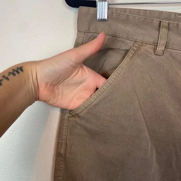 All Saints Men's 28 Khaki Brown Wide Tapered Fit Daisen Trouser Pants Carpenter