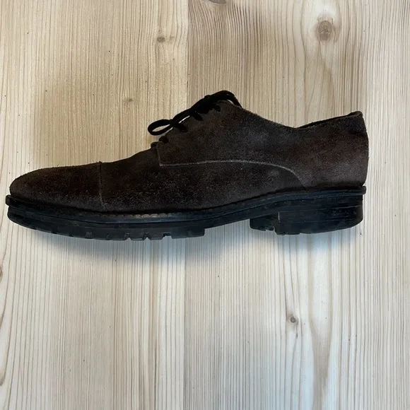 All Saints Smoke Gray Suede CapToe Rugged Oxford Shoes