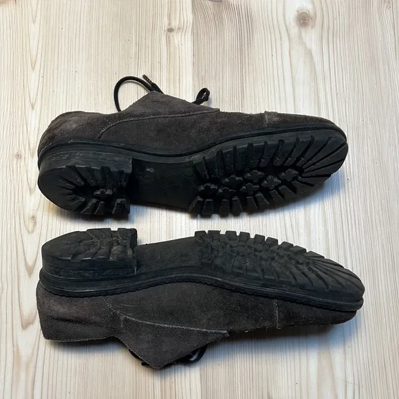 All Saints Smoke Gray Suede CapToe Rugged Oxford Shoes