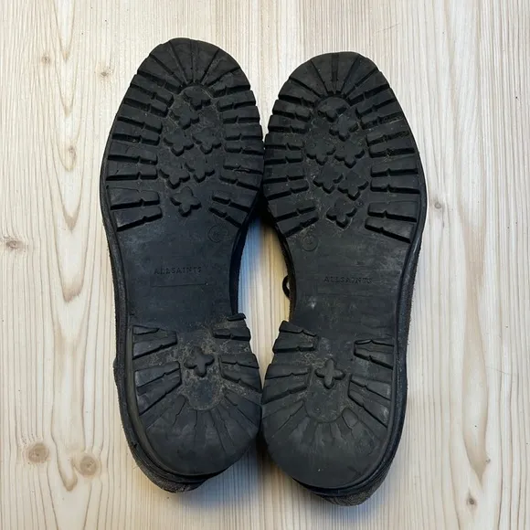 All Saints Smoke Gray Suede CapToe Rugged Oxford Shoes