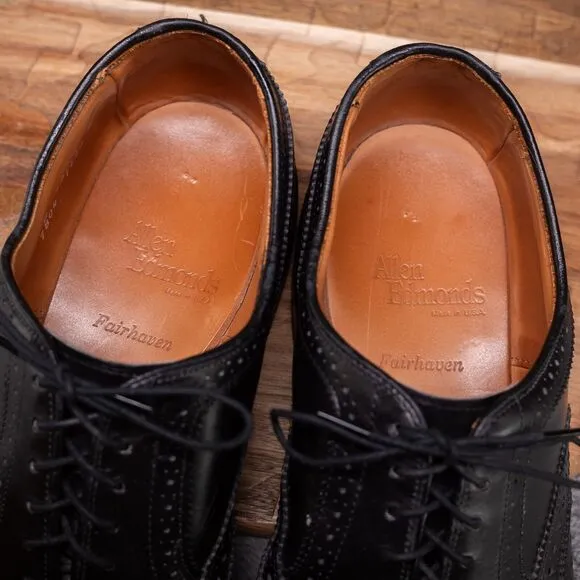 Allen Edmonds Fairhaven Black Wingtip Brogue Oxford Mens Sz 10 D