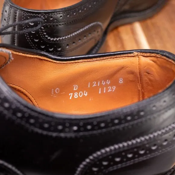 Allen Edmonds Fairhaven Black Wingtip Brogue Oxford Mens Sz 10 D