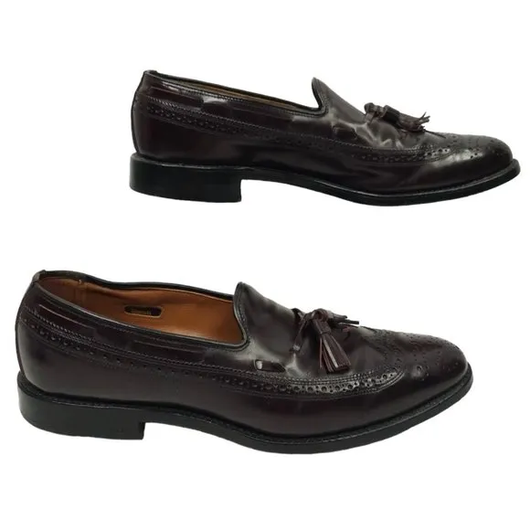 Allen Edmonds Manchester Tassel Wingtip Loafer Mens Size 10 AA Leather Burgundy