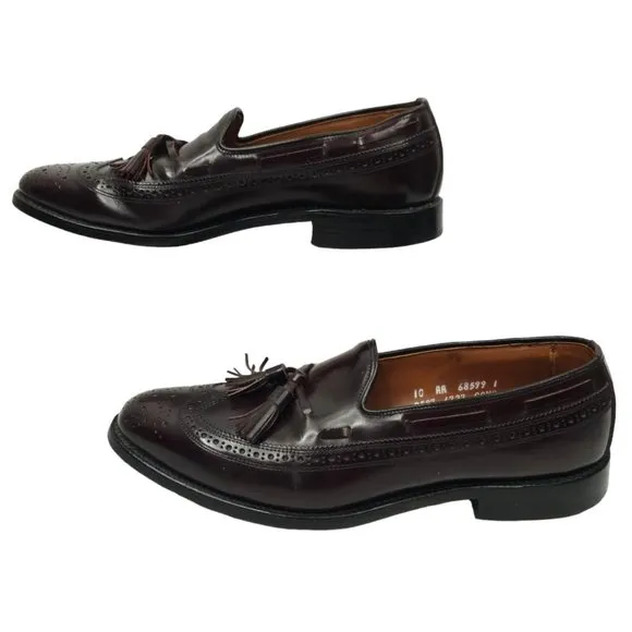 Allen Edmonds Manchester Tassel Wingtip Loafer Mens Size 10 AA Leather Burgundy
