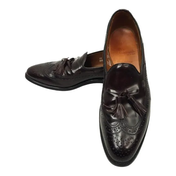 Allen Edmonds Manchester Tassel Wingtip Loafer Mens Size 10 AA Leather Burgundy