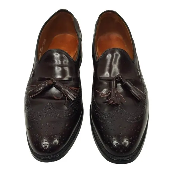Allen Edmonds Manchester Tassel Wingtip Loafer Mens Size 10 AA Leather Burgundy