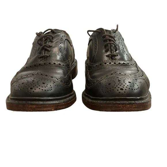 ALLEN EDMONDS McTavish Size 9.5 Black Leather Oxford Lace Up Wingtip Shoes