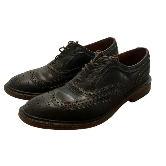 ALLEN EDMONDS McTavish Size 9.5 Black Leather Oxford Lace Up Wingtip Shoes