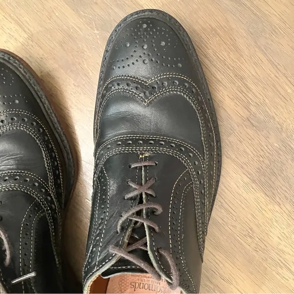 ALLEN EDMONDS McTavish Size 9.5 Black Leather Oxford Lace Up Wingtip Shoes
