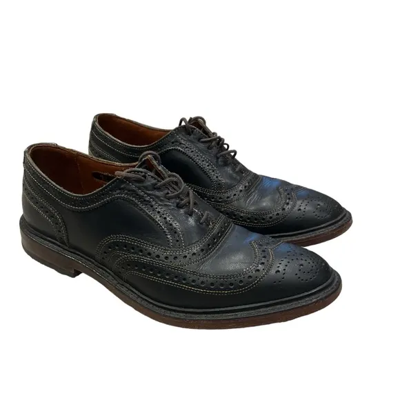 ALLEN EDMONDS McTavish Size 9.5 Black Leather Oxford Lace Up Wingtip Shoes