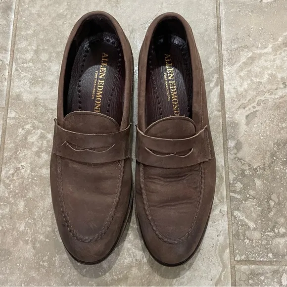 Allen Edmonds Nomad Shoes Mens Brown Leather Feather Welt Penny 8.5 D