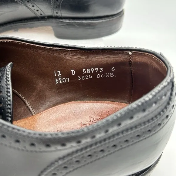 Allen Edmonds Sanford Oxford Wing Tip Mens Shoes Black Leather Sz 12 D 58993