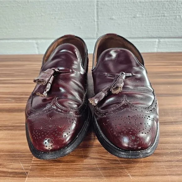 Allen Edmonds Berwick Mens 8 Longwing Wingtip Leather Tassel Loafer Shoes