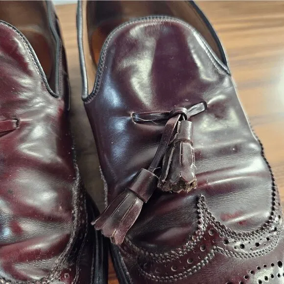 Allen Edmonds Berwick Mens 8 Longwing Wingtip Leather Tassel Loafer Shoes