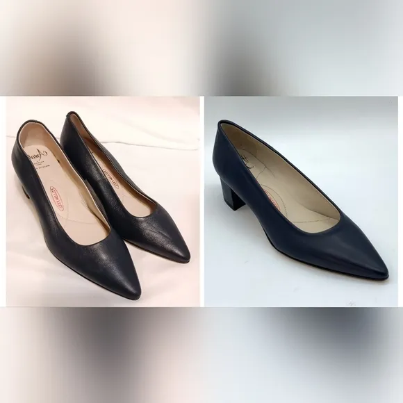 Amalfi by Rangoni Women’s Shoes Navy Blue Pointed Toes Block Heels Size 4.5