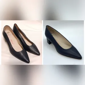 Amalfi by Rangoni Women’s Shoes Navy Blue Pointed Toes Block Heels Size 4.5